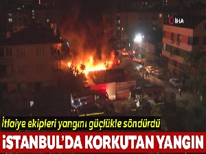 Maltepe'de reklam atölyesi alev alev yandı