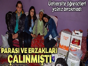 Para ve erzakları çalınan yaşlı kadın, yardım eli uzatan öğrencilere ağlayarak sarıldı