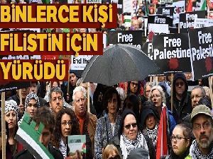Filistin'i destekleyen binlerce kişi Londra'da yürüdü