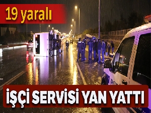 İşçi servisi yan yattı: 19 yaralı
