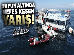 Marmara'da suyun altında nefes kesen yarış