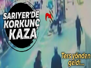Sarıyer'de ters yönden gelen motosiklet yaşlı adama böyle çarptı