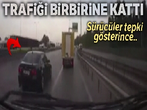 E-5 karayolunu birbirine katan lüks otomobilli maganda kamerada