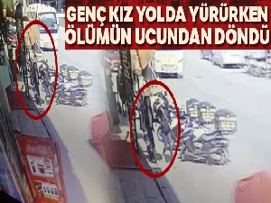 Genç kızın başına yürürken tuğla düştü