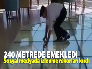 240 metrede emekleyerek yürüdü