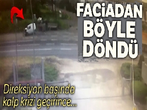 Direksiyon başında kalp krizi geçiren sürücünün yaptığı kaza kamerada