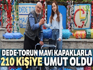 Dede-torun mavi kapaklarla 210 kişiye umut oldu