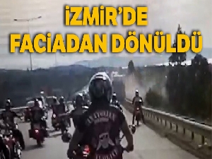 İzmir'de tır kazası kask kamerasında