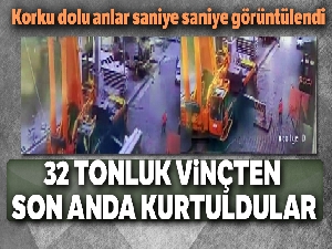 32 tonluk kolon vinçten kurtularak işçilerin üzerine düştü