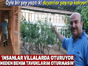 Kümes hayvanlarına iki katlı ev yaptırdı