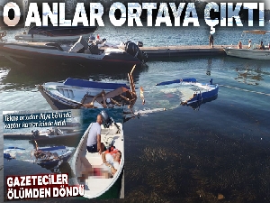 Sürat teknesinin muhabirleri taşıyan tekneye çarpma anları ortaya çıktı