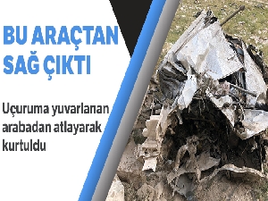 Fren yerine gaza bastı, uçuruma yuvarlanan araçtan atlayarak kurtuldu