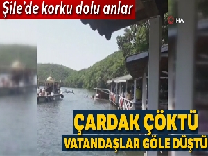 Şile'de çardak çöktü, vatandaşlar göle düştü