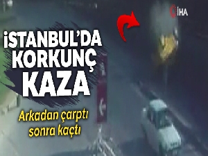 Bahçelievler'de taksinin takla atması kamerada