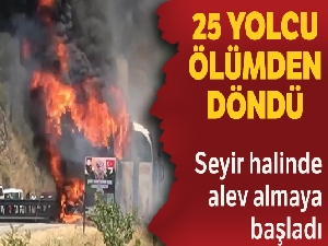 Marmaris'te yolcu otobüsü cayır cayır yandı