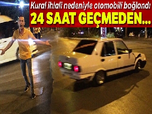 Trafikte yüksek sesten ceza kesilen sürücü drift yaparak tepki gösterdi