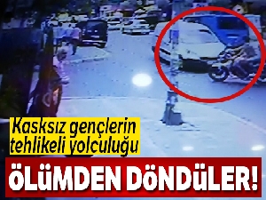 Avcılar'da motosikletteki kasksız gençlerin ölümden döndüğü anlar kamerada