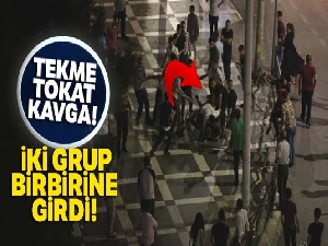 İki grup arasında tekme tokat kavga kamerada