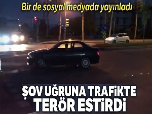 İstanbul'da yol kapatıp 'drift' yapan maganda kamerada