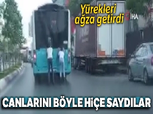 Sultanbeyli'de patenli gençlerin tehlikeli yolculuğu kamerada