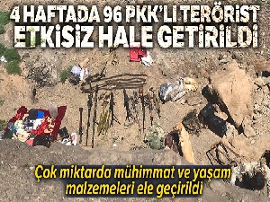 Irak'ın kuzeyinde 4 haftada 96 PKK'lı terörist etkisiz hale getirildi