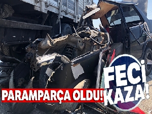 Otomobil kamyonun altına girdi 1 ölü, 3 yaralı