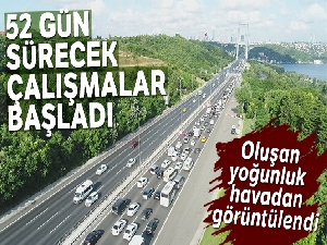 FSM köprüsündeki trafik yoğunluğu havadan görüntülendi