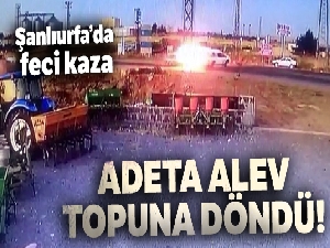 Kamyonete arkadan çarpan otomobil alev topuna döndü: 4 yaralı