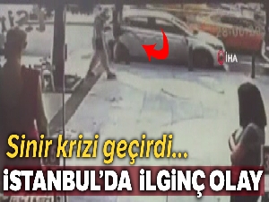 Şişli'de sinir krizi geçiren kadın otomobilini parçaladı