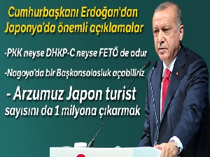 Cumhurbaşkanı Erdoğan Japonya'da Türk vatandaşlarıyla bir araya geldi