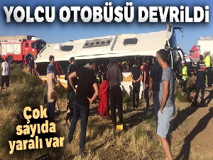 Aksaray'da yolcu otobüsü devrildi: 15 yaralı