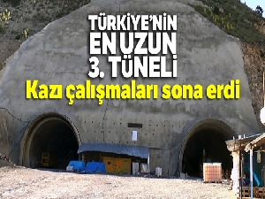 Türkiye'nin en uzun 3. tünelinde kazı çalışmaları tamamlandı