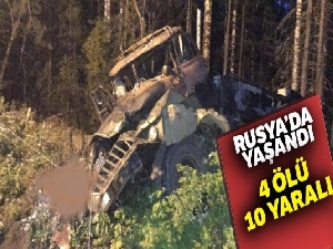 Rusya'da akaryakıt tankeri kaza yaptı: 4 ölü, 10 yaralı