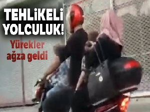 Motosiklete 5 kişi bindiler