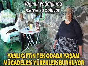 Kars'ta yaşlı çiftin tek odada yaşam mücadelesi