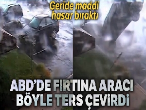 ABD'de fırtına aracı ters çevirdi