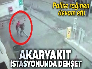 Akaryakıt istasyonunda bıçaklı dehşet anları kamerada