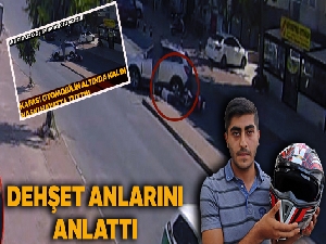Otomobilin arka lastiği kafasının üzerinden geçen motosiklet sürücüsü o anları anlattı
