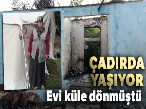 Evi yanan ve çadırda kalan yaşlı kadın yardım bekliyor