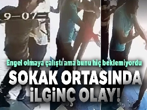 Sokakta tartışma vatandaşın tokadı ile bitti o anlar kamerada