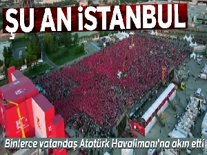 Atatürk Havalimanı'ndaki yoğunluk havadan görüntülendi