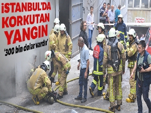 Fatih'te suni deri imalathanesinde korkutan yangın