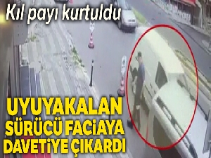 Uyuyakalan sürücünün teğet geçtiği yaya kıl payı ölümden döndü
