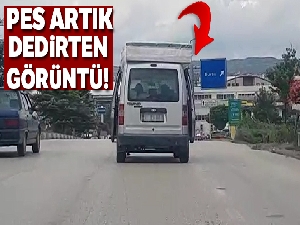 Aracının üzerine bağladığı yatakla ilerleyen sürücü tehlike saçtı