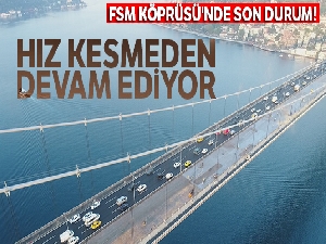 FSM Köprüsü'ndeki asfalt çalışmasında son durum havadan görüntülendi
