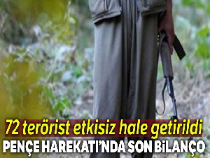 Pençe Harekatı'nda son bilanço: 72 terörist etkisiz hale getirildi