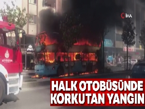 Esenyurt'ta özel halk otobüsünde yangın