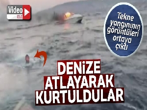 Bodrum'da yaşanan tekne yangınının görüntüleri ortaya çıktı