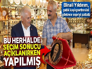 Binali Yıldırım, çatık kaşlı portresini görünce espriyi patlattı