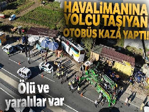 Havaist otobüsü kaza yaptı: 1 ölü, 8 yaralı